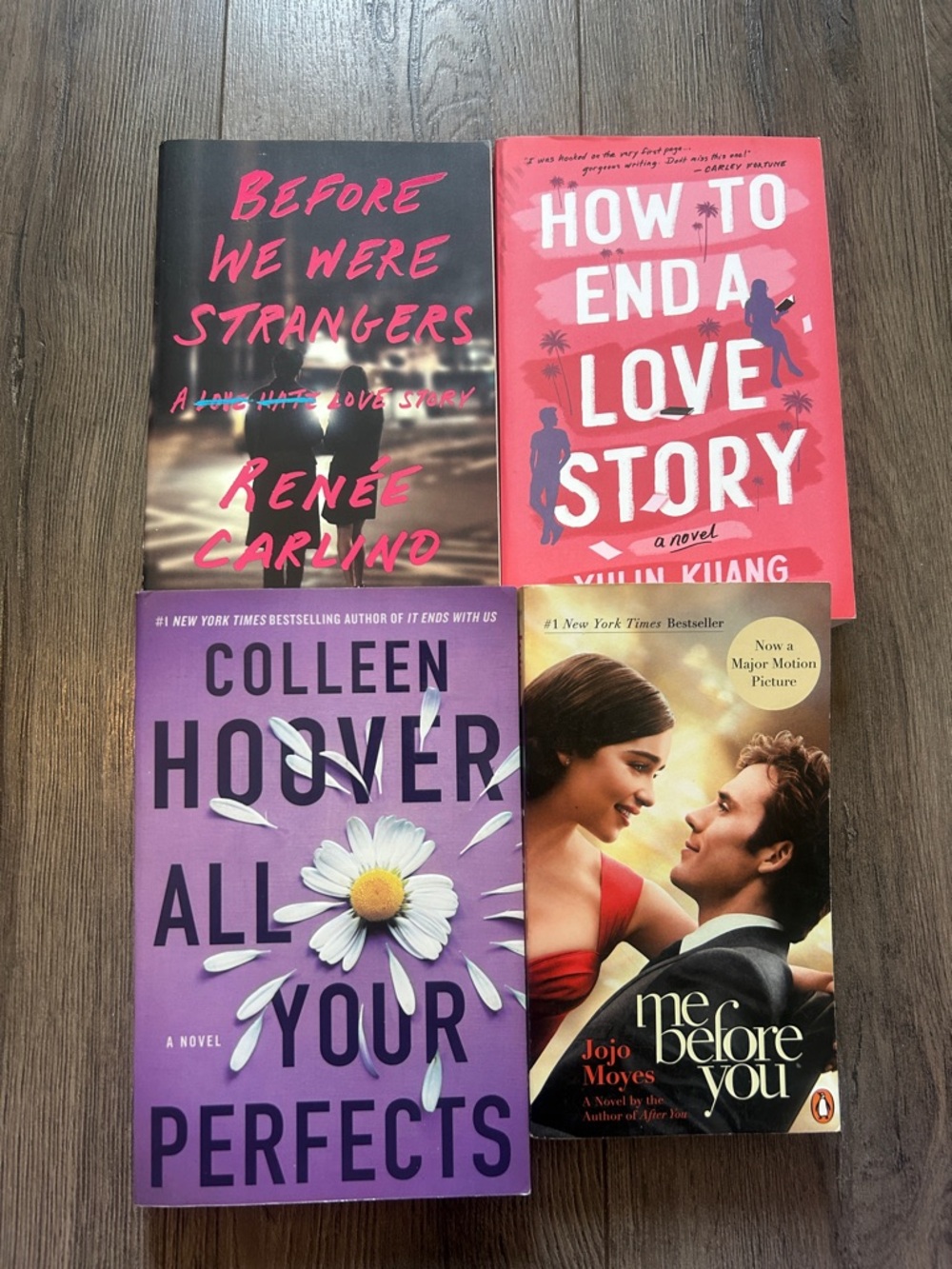 Lot of 4 Romantic Paperback Novels - Pink, Coral, Purple, Black Covers